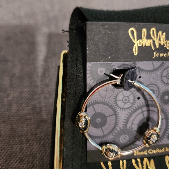 Beaded Pavé - Triple Bead Hoop Earrings by John Medeiros Jewelry Collections - Picture 2 of 3